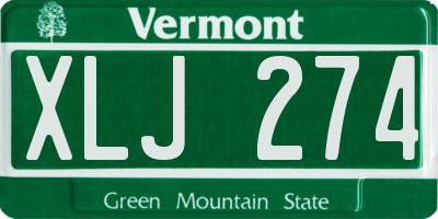 VT license plate XLJ274