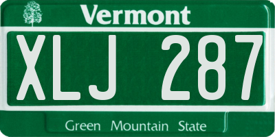 VT license plate XLJ287