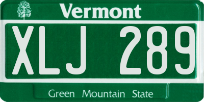 VT license plate XLJ289