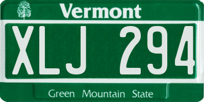 VT license plate XLJ294