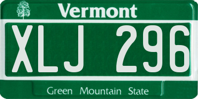 VT license plate XLJ296