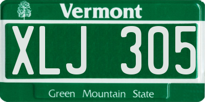 VT license plate XLJ305