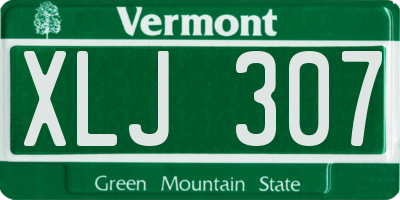 VT license plate XLJ307