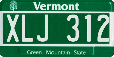VT license plate XLJ312