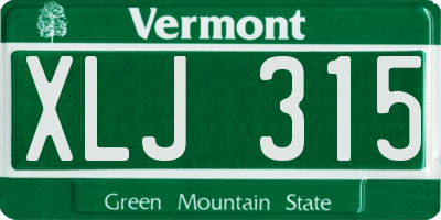 VT license plate XLJ315