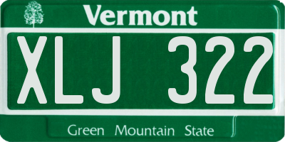 VT license plate XLJ322