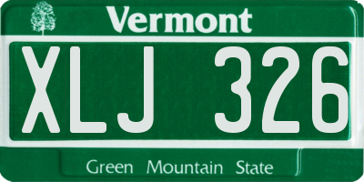 VT license plate XLJ326