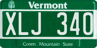 VT license plate XLJ340