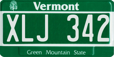 VT license plate XLJ342