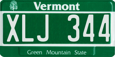 VT license plate XLJ344