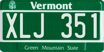 VT license plate XLJ351
