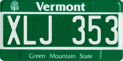 VT license plate XLJ353