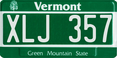 VT license plate XLJ357