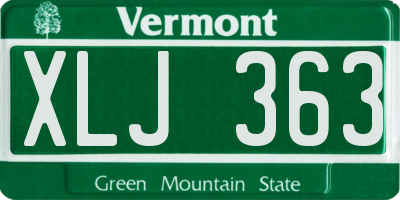 VT license plate XLJ363