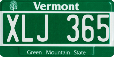 VT license plate XLJ365
