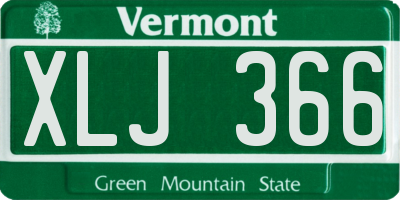 VT license plate XLJ366