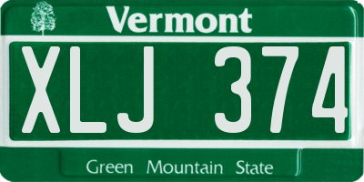 VT license plate XLJ374