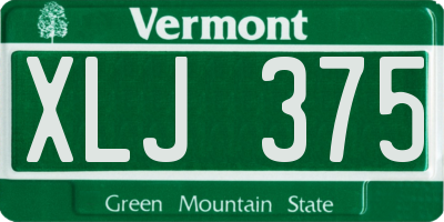 VT license plate XLJ375