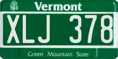 VT license plate XLJ378
