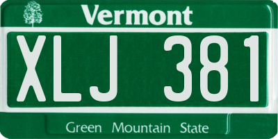 VT license plate XLJ381