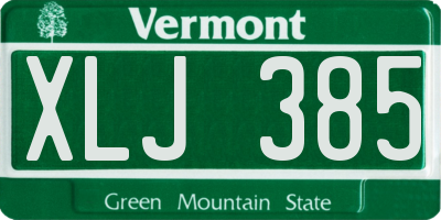 VT license plate XLJ385