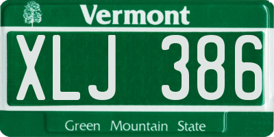 VT license plate XLJ386
