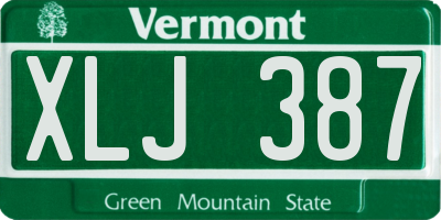 VT license plate XLJ387