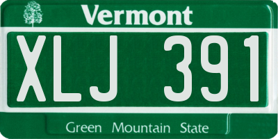 VT license plate XLJ391