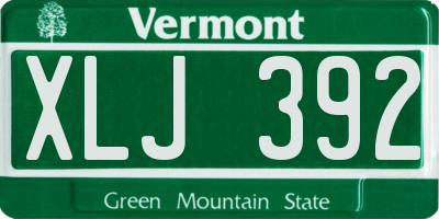 VT license plate XLJ392