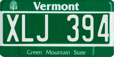 VT license plate XLJ394
