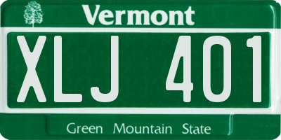 VT license plate XLJ401