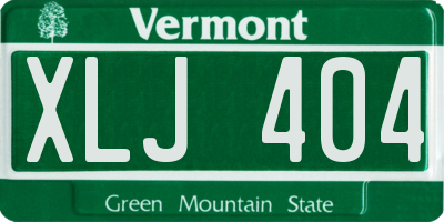 VT license plate XLJ404