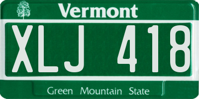VT license plate XLJ418