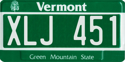 VT license plate XLJ451
