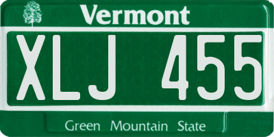 VT license plate XLJ455
