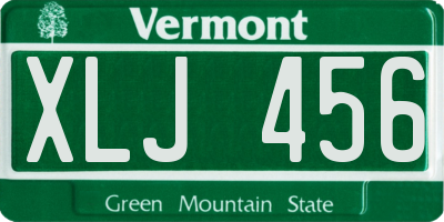 VT license plate XLJ456