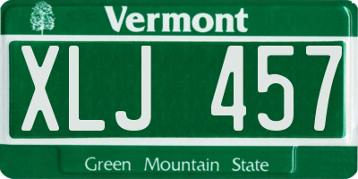 VT license plate XLJ457