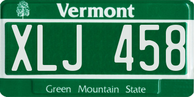 VT license plate XLJ458