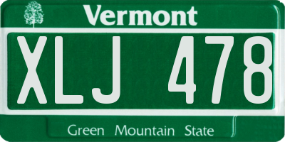 VT license plate XLJ478