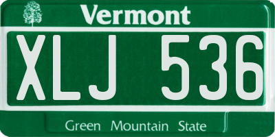VT license plate XLJ536