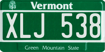 VT license plate XLJ538