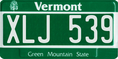 VT license plate XLJ539