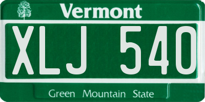 VT license plate XLJ540