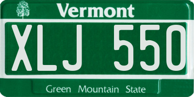 VT license plate XLJ550
