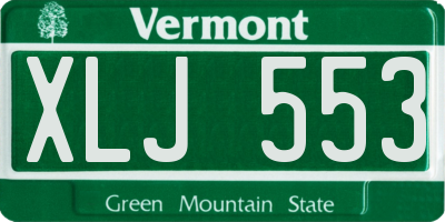 VT license plate XLJ553