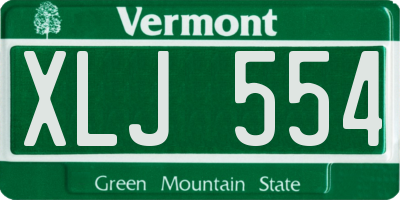 VT license plate XLJ554