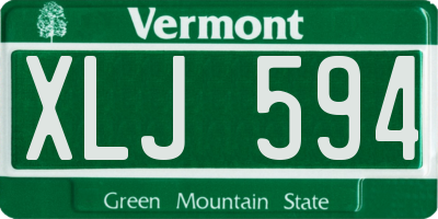 VT license plate XLJ594