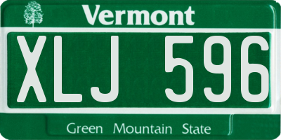 VT license plate XLJ596
