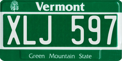 VT license plate XLJ597