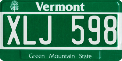 VT license plate XLJ598